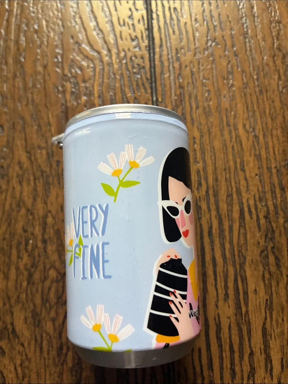 Illustrated Can Tumbler with Woman in Sunglasses - Pink & Black